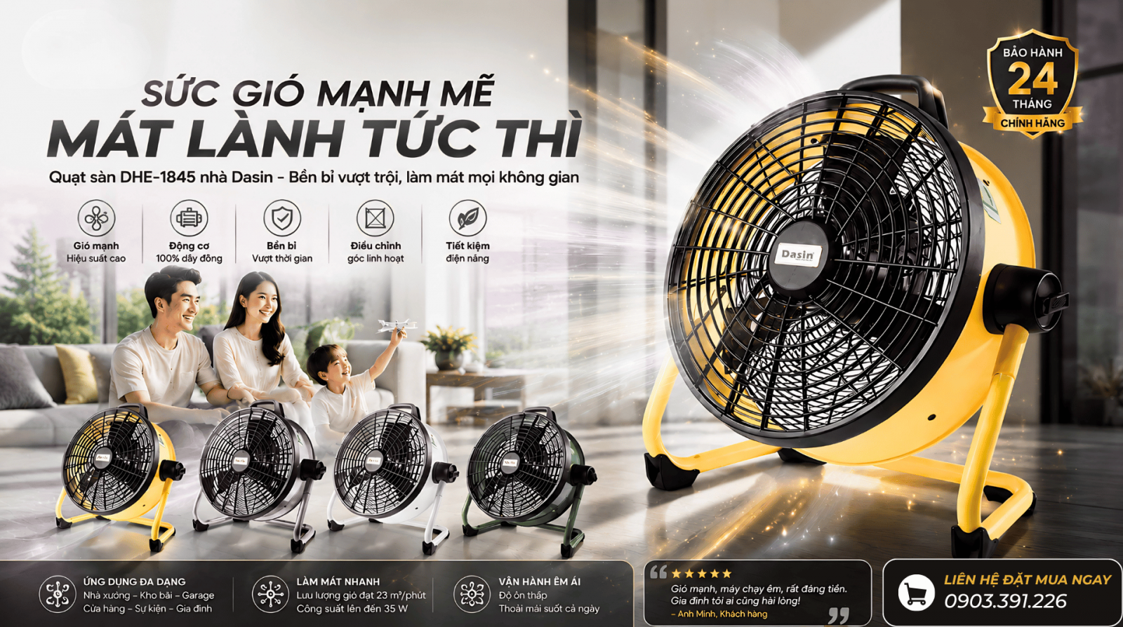 quạt pin nhà Dasin